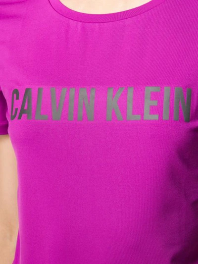 Shop Calvin Klein Logo Print T In 511 Purple Cactus Flower