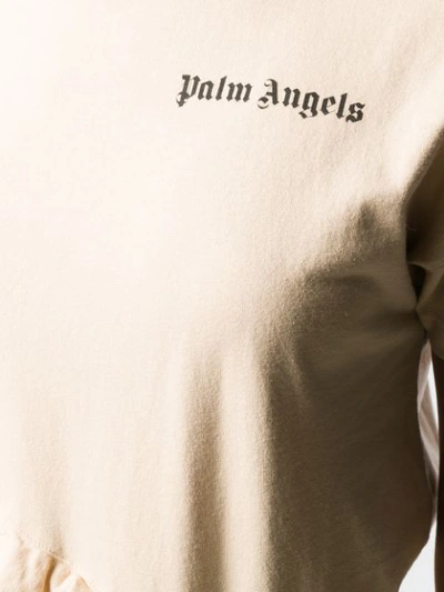 Shop Palm Angels Frilled Mock Neck T-shirt In Neutrals