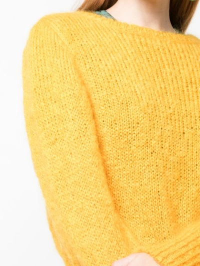 Shop Alexa Chung Brushed Wool Sweater In Yellow