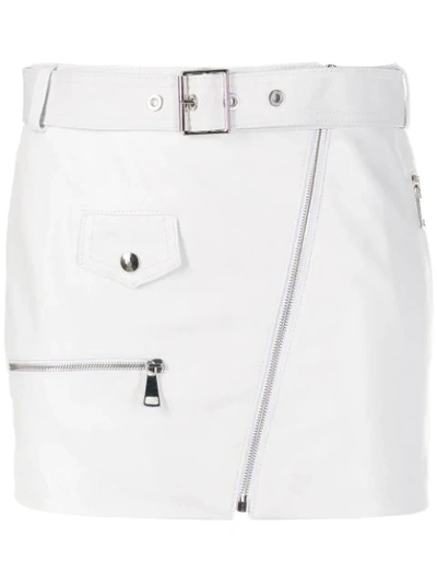 Shop Manokhi Biker Belted Mini Skirt In White