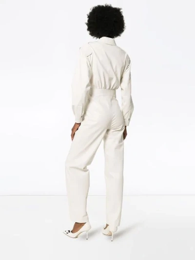 Shop Off-white Logo Print Jumpsuit In Neutrals