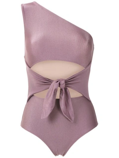Shop Adriana Degreas Cut Out One Shoulder Swimsuit In Purple