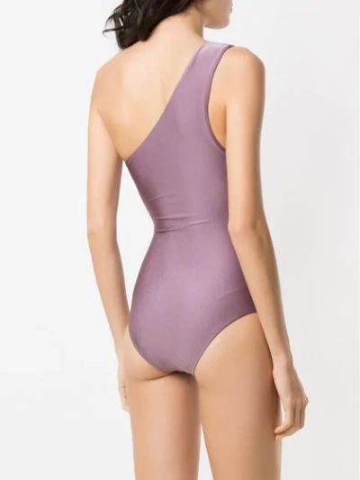 Shop Adriana Degreas Cut Out One Shoulder Swimsuit In Purple