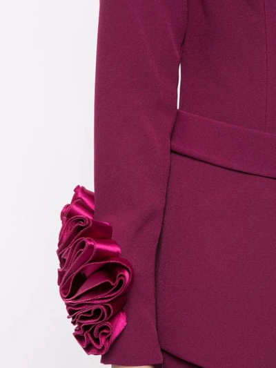Shop Safiyaa London Long Sleeve Floral Cuff Gown In Purple