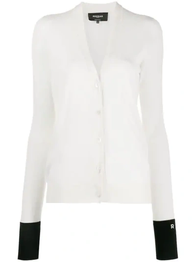 Shop Rochas Contrast Cuff Cardigan In White