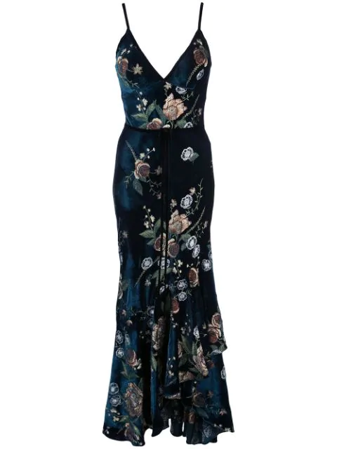 floral embroidered cocktail dress