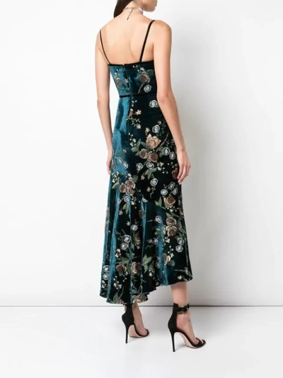 Shop Marchesa Notte Floral Embroidered Cocktail Dress In Blue