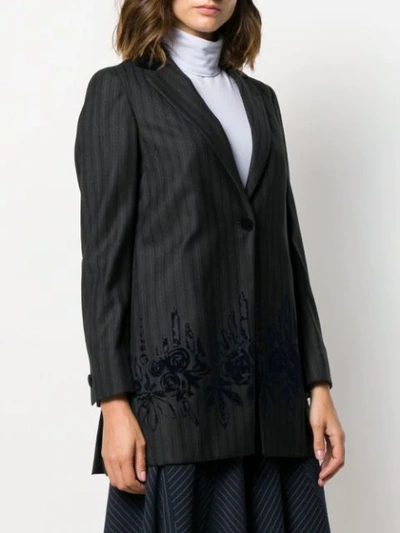 Pre-owned Romeo Gigli 1990's Pinstriped Straight Jacket In Grey