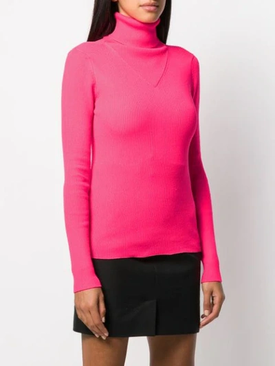 Shop Msgm Ribbed Knit Top In Pink