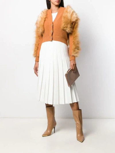 Shop Stella Mccartney Fur Free Fur-trim Cardigan In Brown