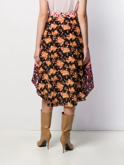 Shop Stella Mccartney Floral Panel Curved-hem Skirt In Black