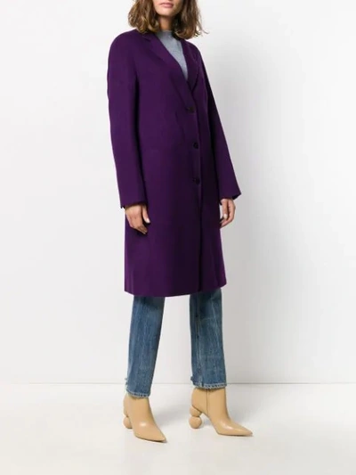 Shop Theory Long Double-faced Coat In Purple