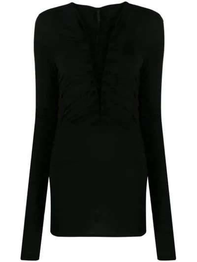 Ben Taverniti Unravel Project Black Front Lace-up Long Sleeve T-shirt