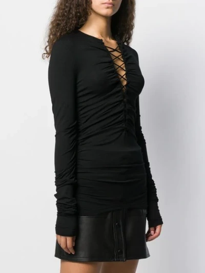 Ben Taverniti Unravel Project Black Front Lace-up Long Sleeve T-shirt