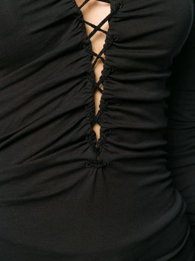 Ben Taverniti Unravel Project Black Front Lace-up Long Sleeve T-shirt