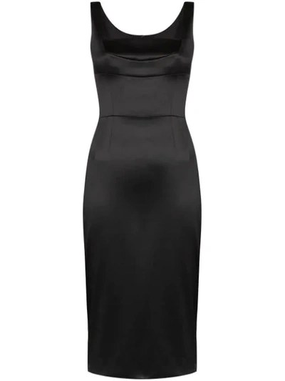 Shop Dolce & Gabbana Duchess Fitted Midi Dress In Black
