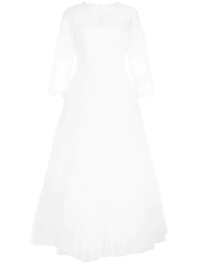 Shop Tadashi Shoji Embroidered Flared Dress In White