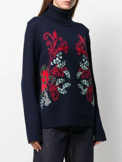 Shop Tory Burch Embroidered Jumper In Blue