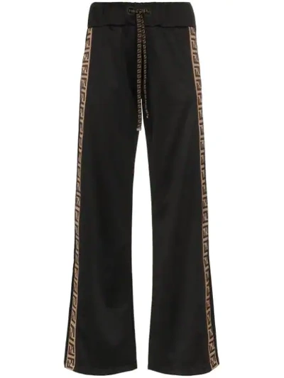 Shop Fendi Ff Striped Track Trousers - Black