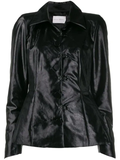 Shop Olivier Theyskens Asymmetric Cuff Fitted Jacket In Black