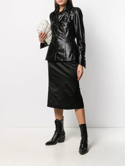 Shop Olivier Theyskens Asymmetric Cuff Fitted Jacket In Black