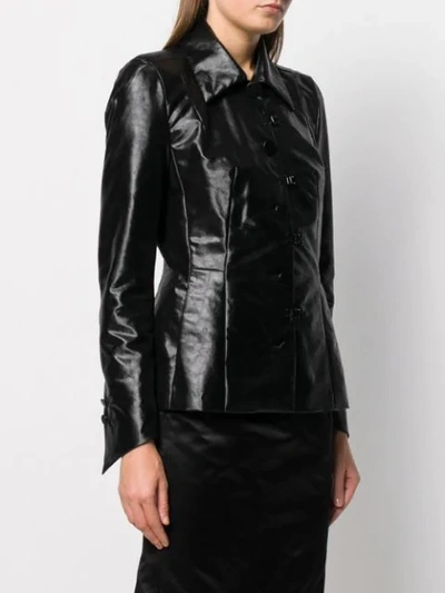 Shop Olivier Theyskens Asymmetric Cuff Fitted Jacket In Black