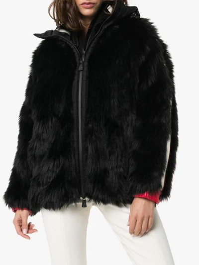 Shop Moncler Faux Fur Hooded Jacket In Black