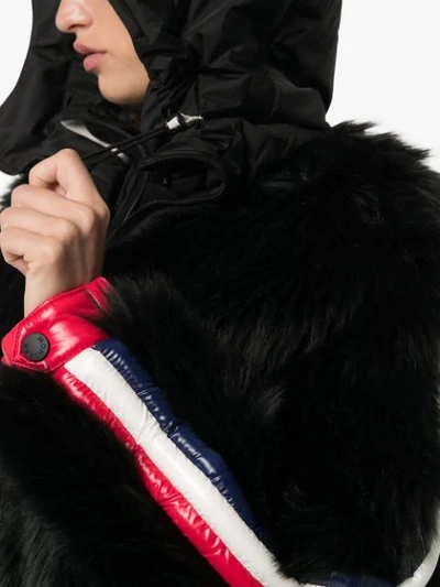 Shop Moncler Faux Fur Hooded Jacket In Black