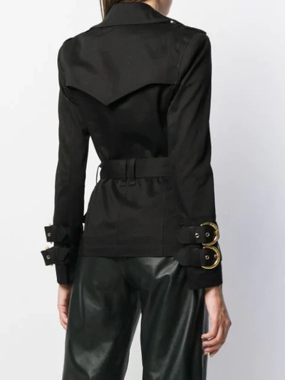 Shop Balmain Double-breasted Belted Jacket In Black