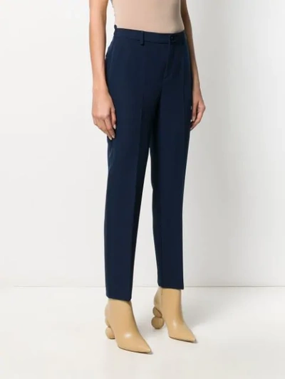 Shop Altea Cropped-length Tailored Trousers In Blue
