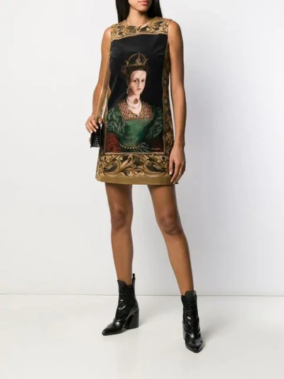 Shop Dolce & Gabbana Queen Print Short Dress In Neutrals