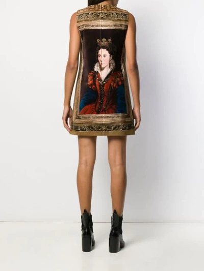 Shop Dolce & Gabbana Queen Print Short Dress In Neutrals
