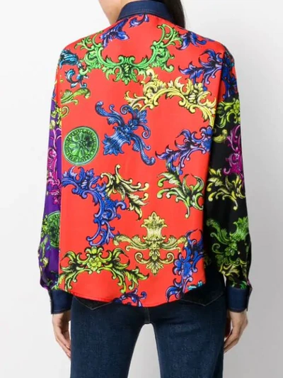 Shop Versace Jeans Couture Baroque-print Panelled Shirt In Purple