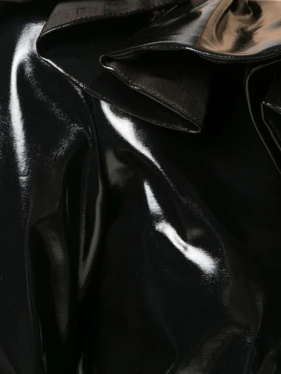 Shop Amen Ruffled Faux-leather Dress In Black