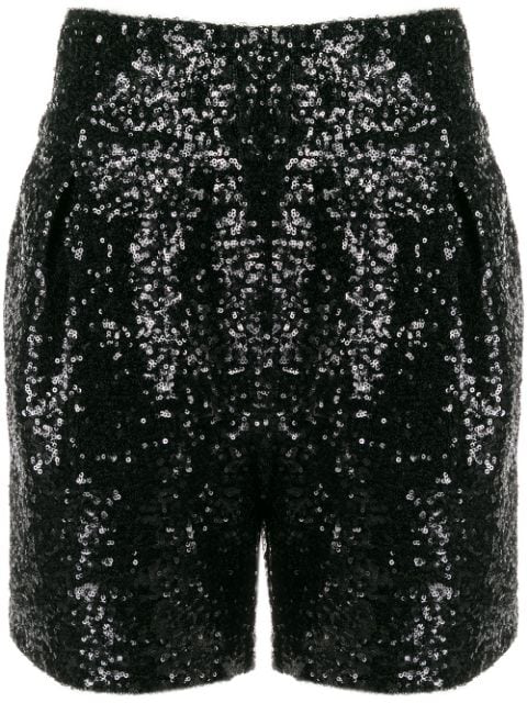 black sequin shorts