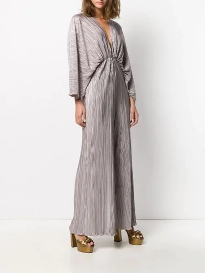 Shop Rotate Birger Christensen Pleated Long-sleeve Jumpsuit In Grey