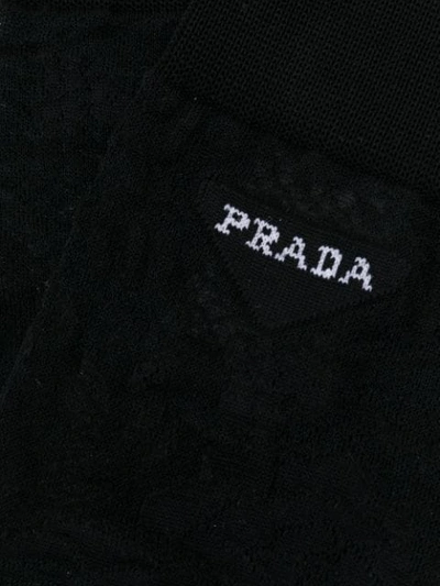 Shop Prada Logo Embroidered Socks In F0002 Nero