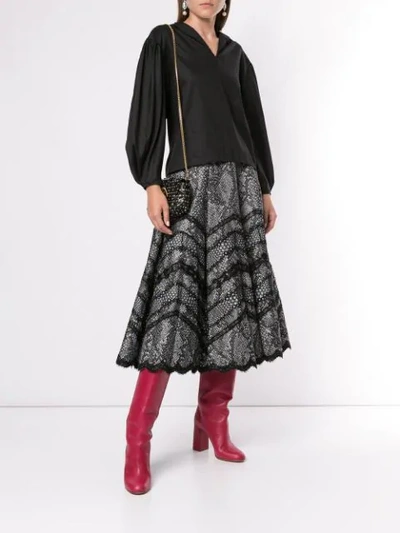 Shop Andrew Gn Snake-print Skirt In Black