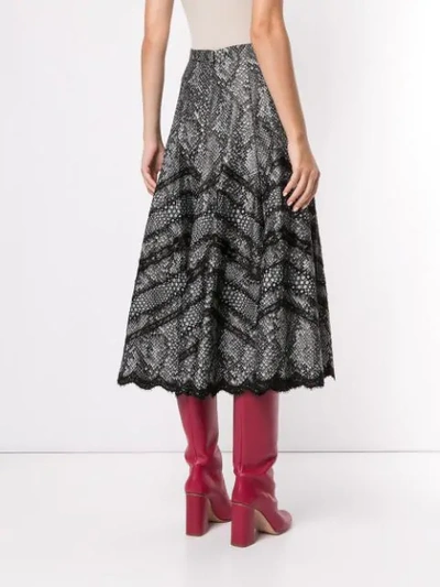 Shop Andrew Gn Snake-print Skirt In Black