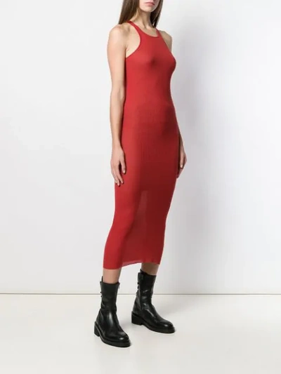 Shop Rick Owens Round Neck Dress In 133 Cardinal Red