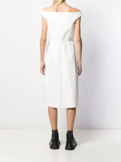 Shop Prada Rose Print Shift Dress In Bianco Lacca