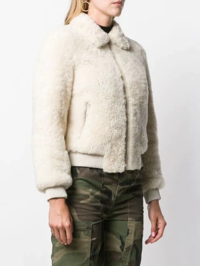 Shop Isabel Marant Shearling Bomber Jacket In White