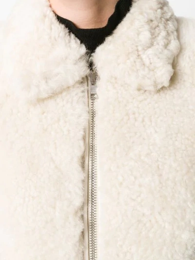 Shop Isabel Marant Shearling Bomber Jacket In White