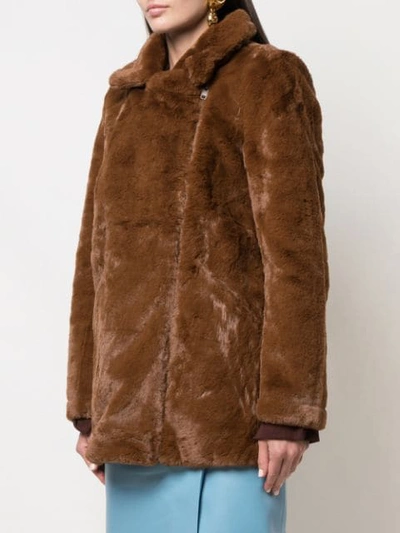 Shop Apparis Rose Faux Fur Jacket In Brown