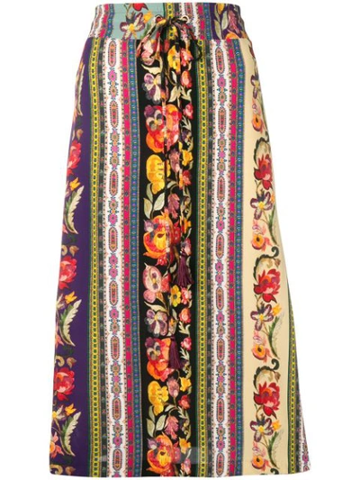 Shop Etro Floral Print Skirt - Black