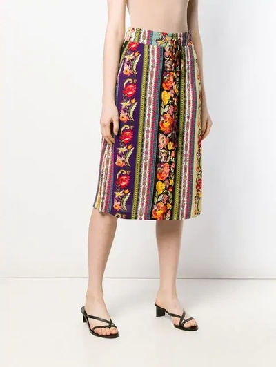 Shop Etro Floral Print Skirt - Black