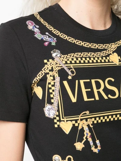 Shop Versace Graphic Logo Print T-shirt In Black ,gold