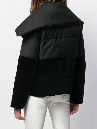 Shop Emporio Armani Velvety Padded Jacket In Black