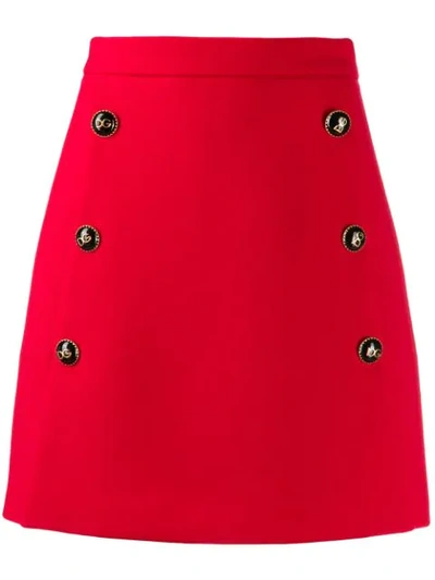Shop Dolce & Gabbana Dg Button Skirt In Red