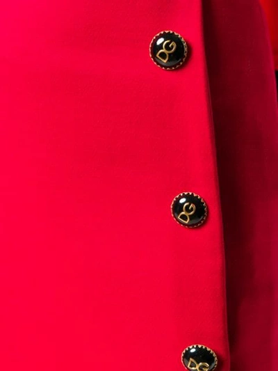 Shop Dolce & Gabbana Dg Button Skirt In Red